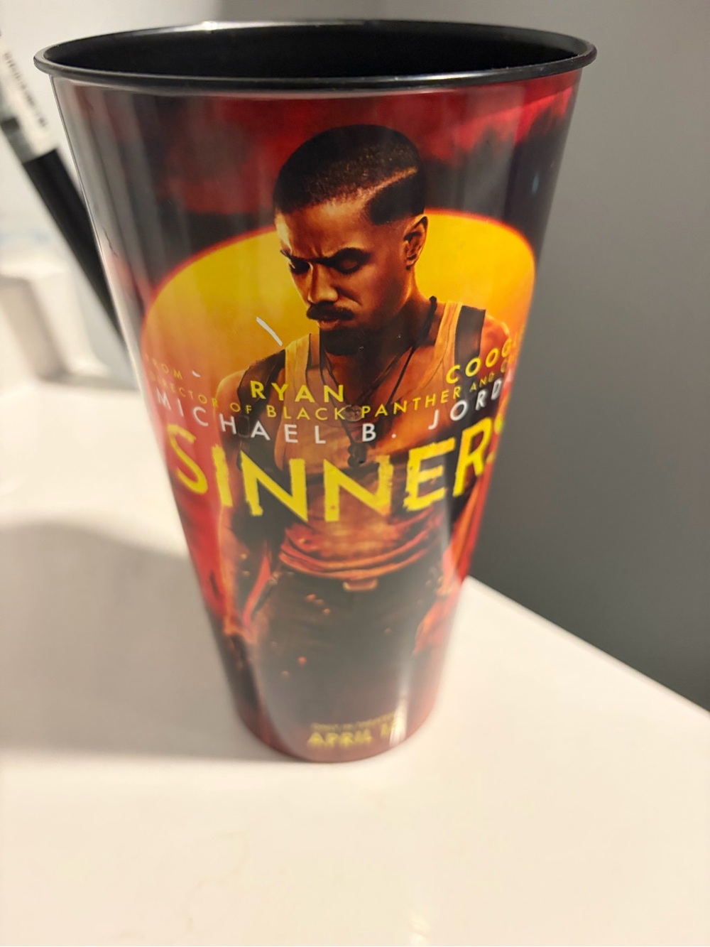 Sinners Movie Themed Red and Black Collectible Cup